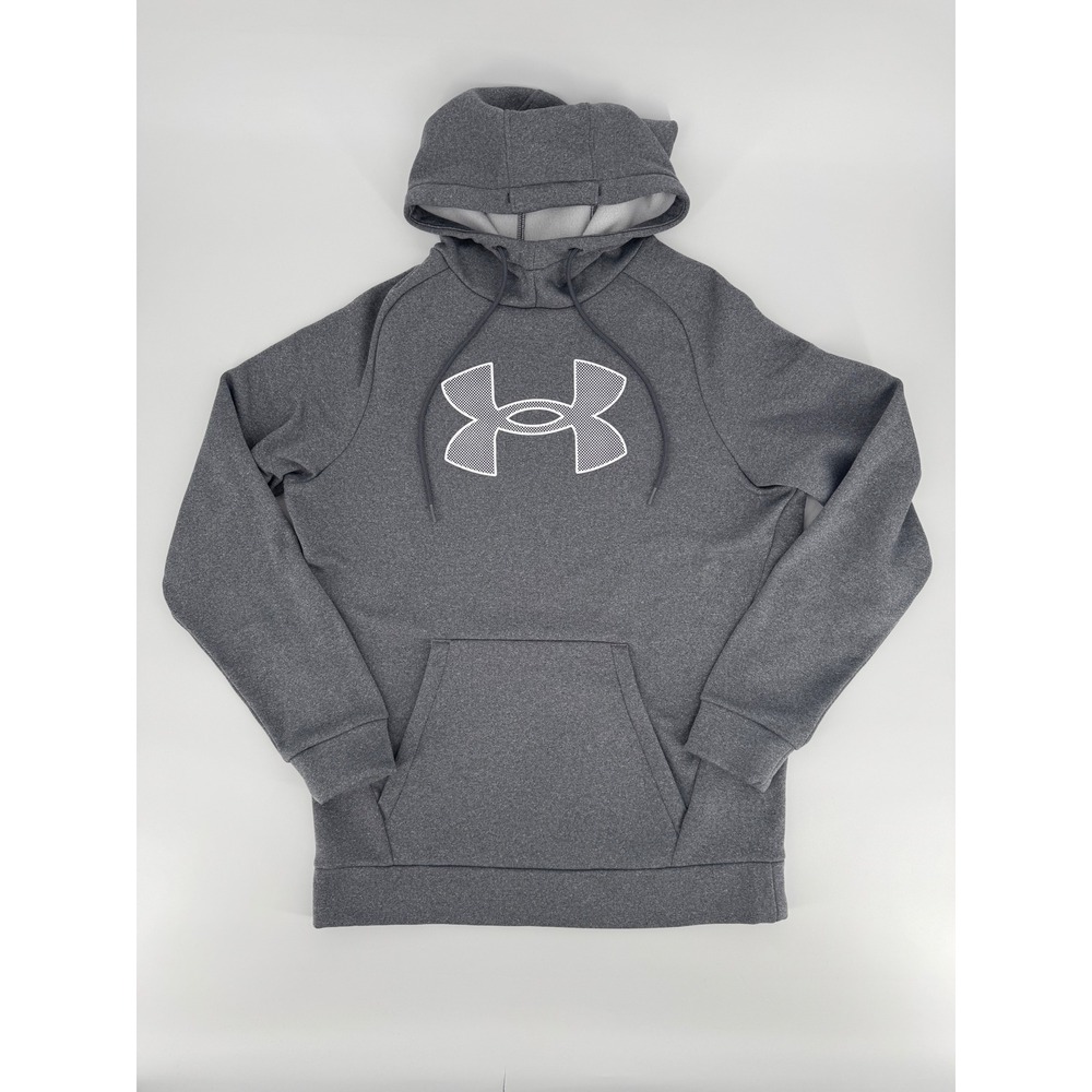 Under Armour Mens Rival Fleece Hoodie Gray Logo Pullover Size Small Athletic